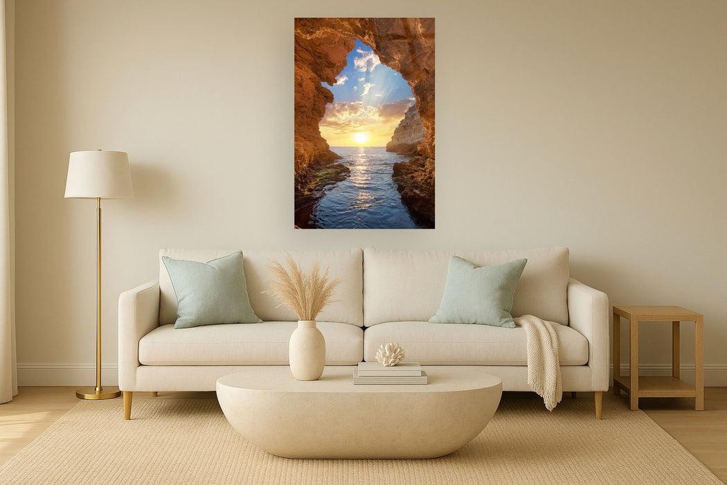 Tempered Glass With Foil - Grotto Sunset - Light Blue