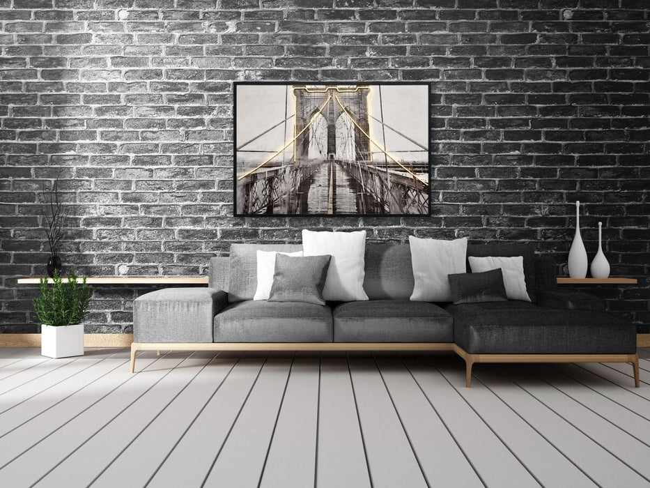 "Luminous Crossing" Hand-Embellished LED In Frame - Black / White / Dark Gray