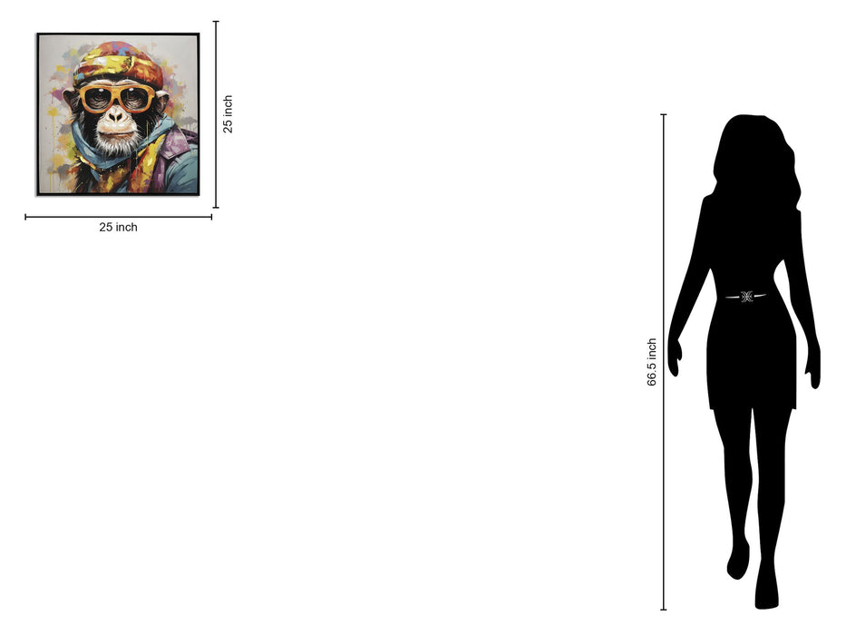 Groovy Prismatic Primate - 25" x 25" Framed Wall Art