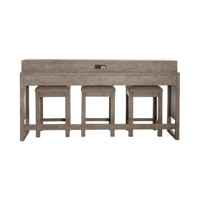 Bartlett Field - 4 Piece Living Room Set (Console Bar Table & 3 Console Stools) - Gray