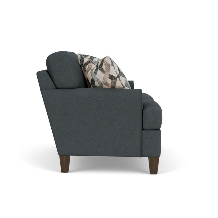 Moxy - Fabric Loveseat, T-Shaped Seat Cushion, Rounded Mailbox Arms