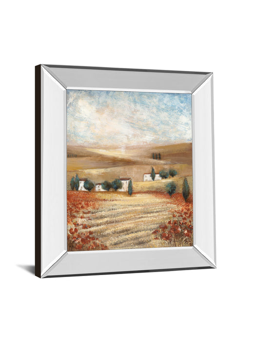 Mirrored Frame Hilltown Landscape I By Rosie Abrahams - White