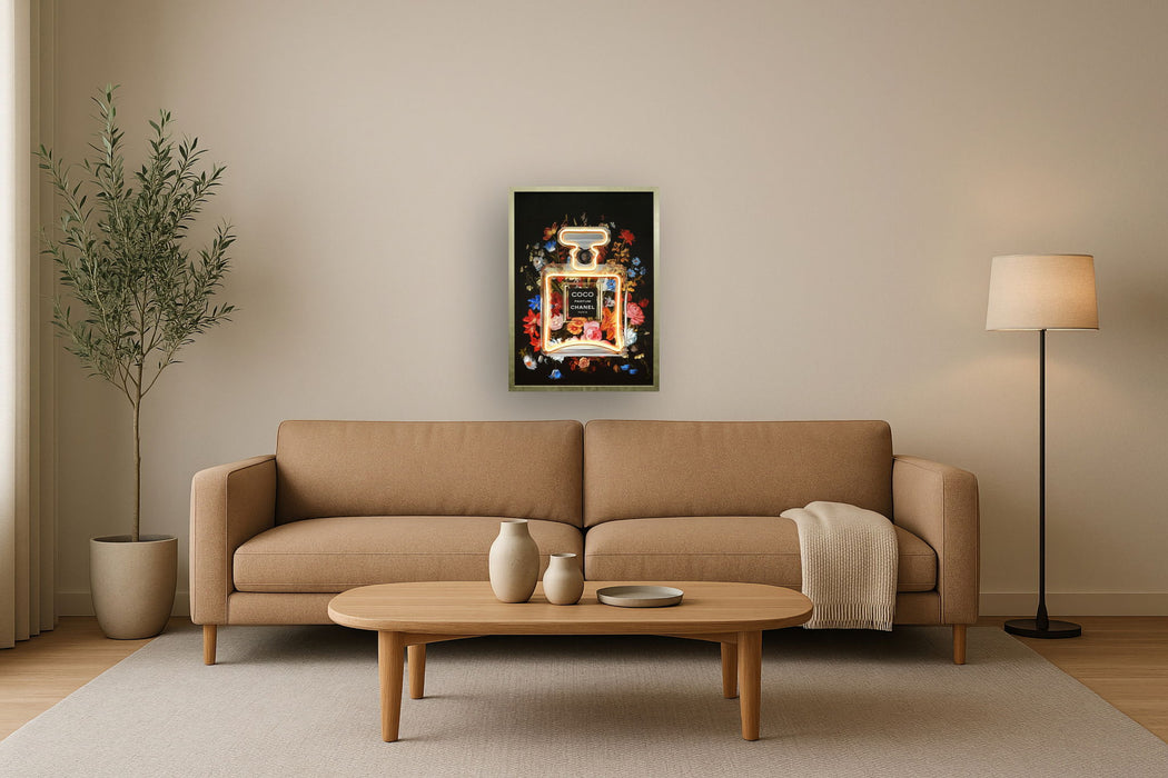 Neon Bloom Aura - 21" x 29" Framed Wall Art