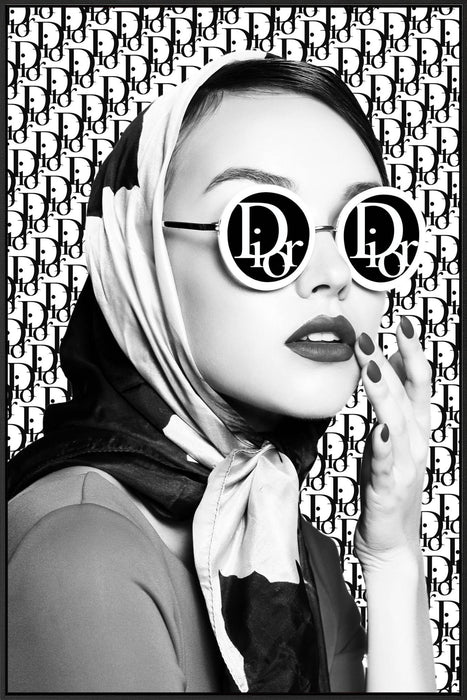 Monochrome Glamour Muse - 32" x 48" Framed Wall Art