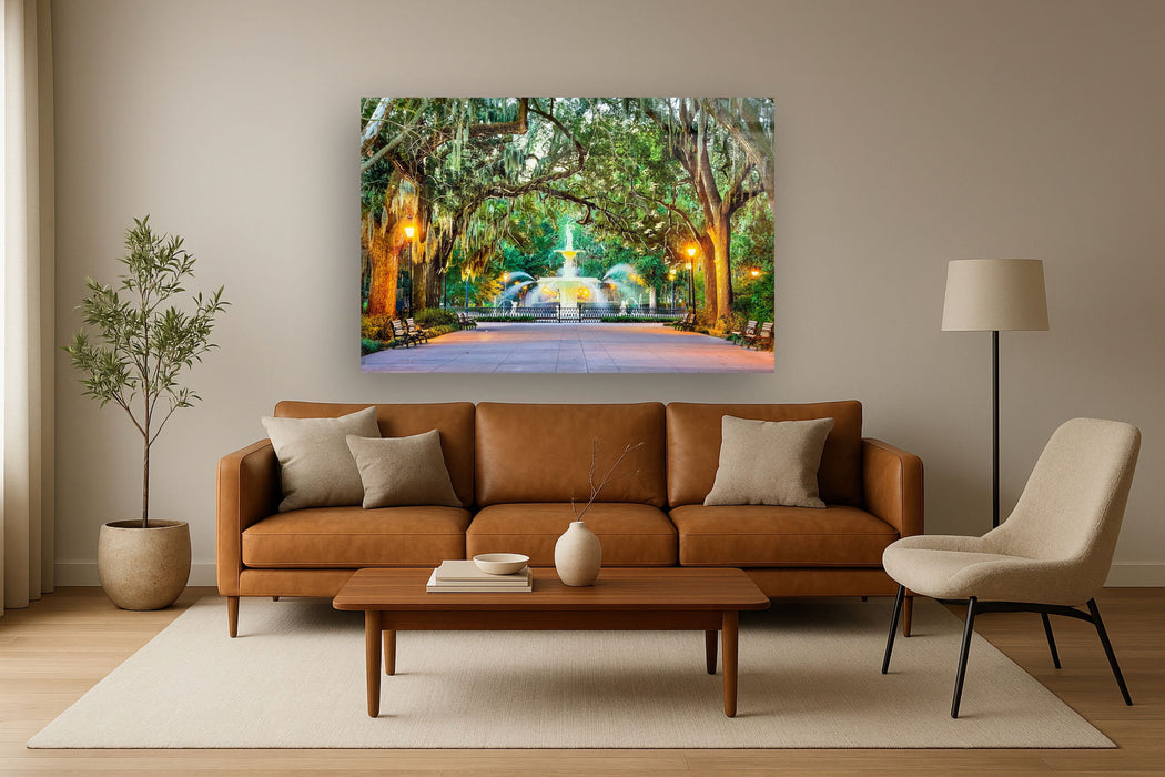 Tempered Glass With Foil - Forsyth Park Savannah - Green