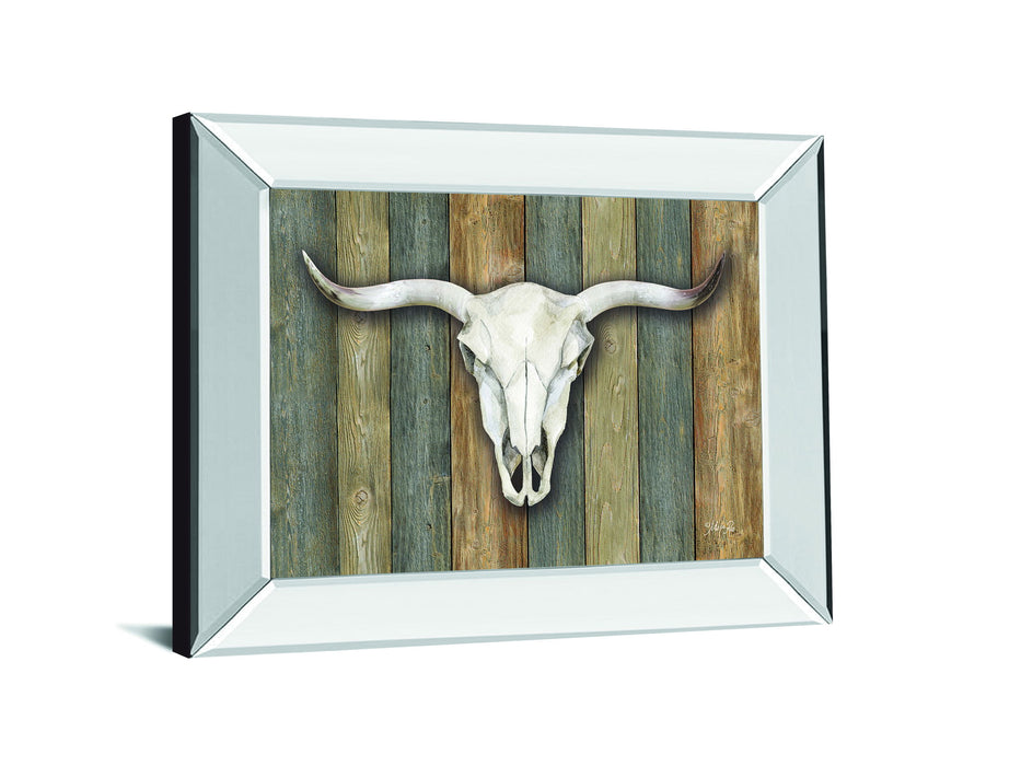 Cow Skull Il By Marla Rae - Mirror Framed Print Wall Art - Dark Brown