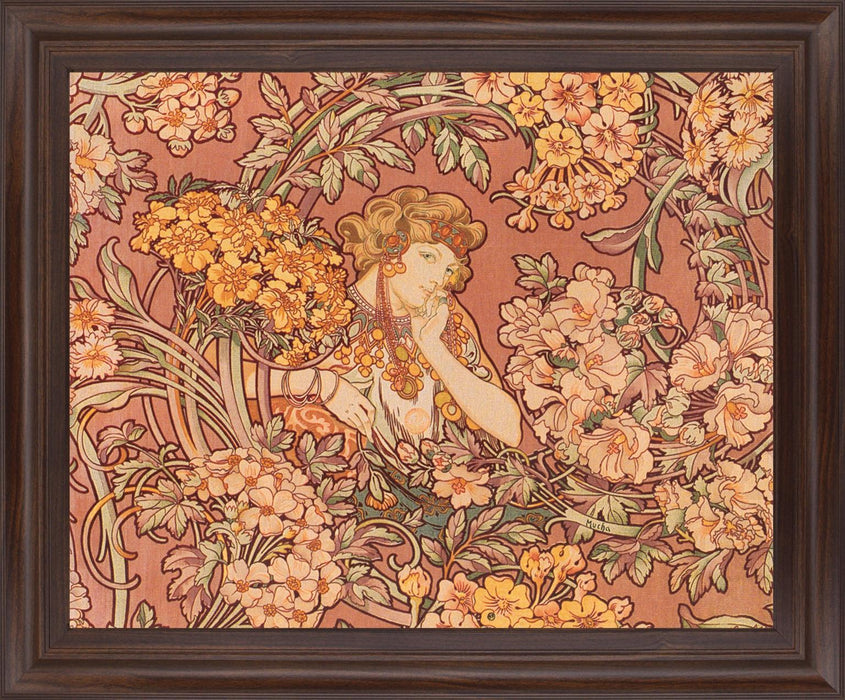 Whimsical Blossom Muse - 28" x 34" Framed Wall Art