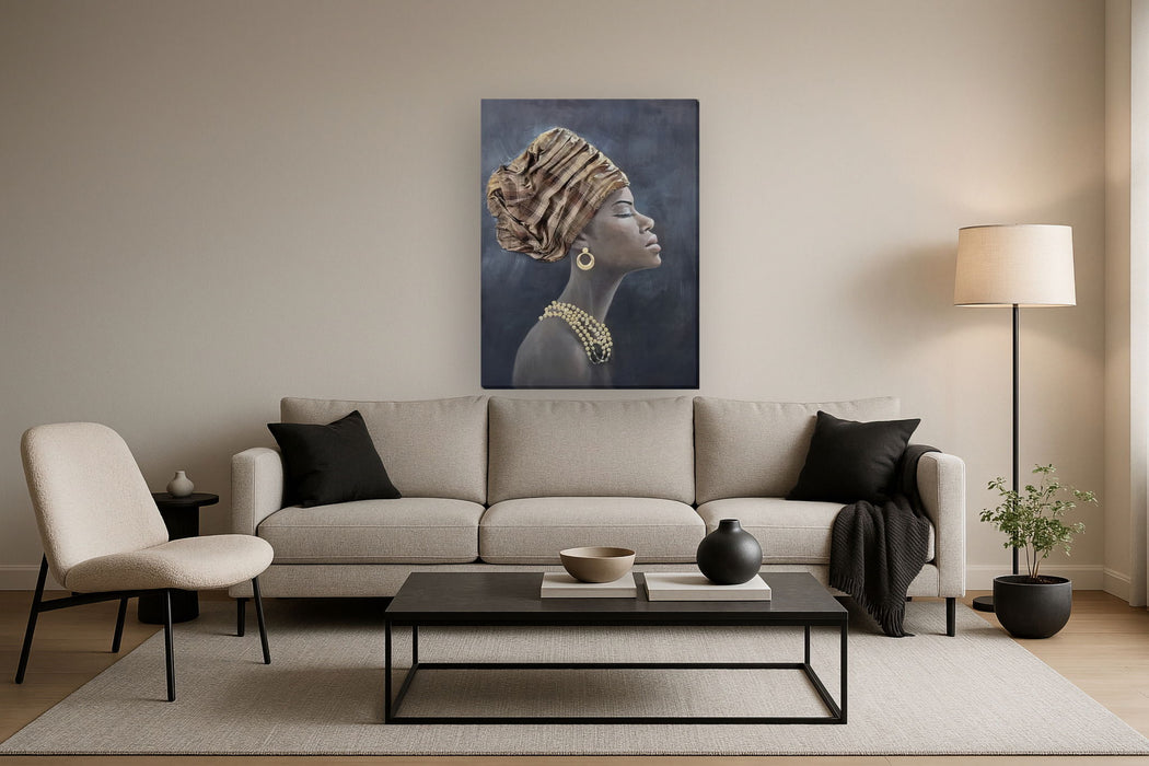 Gilded Profile Grace - 30" x 40" Framed Wall Art