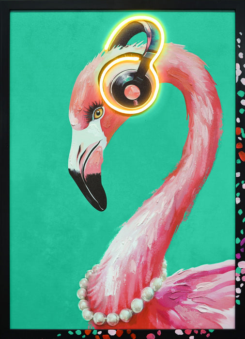 Groovy Flamingo Glow - 21" x 29" Framed Wall Art