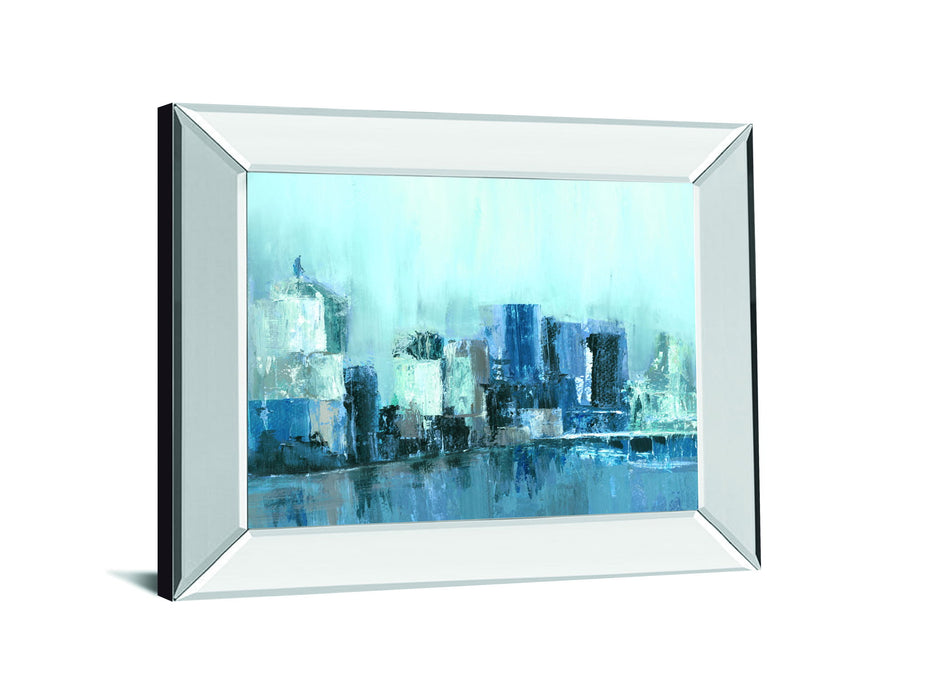 Citlylines By Jones, Cy - Mirror Framed Print Wall Art - Blue