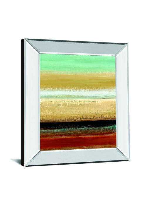 Horizon Lines I By Tesla Mirrored Frame - Light Brown