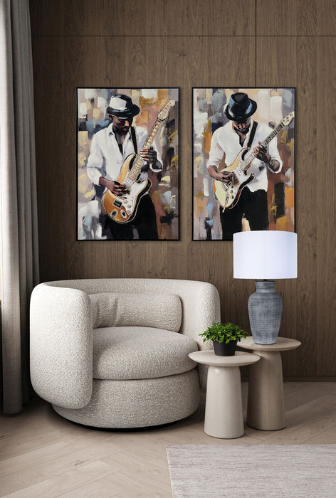 Midnight Riff II Hand-Embellished Canvas In Frame - White / Cream
