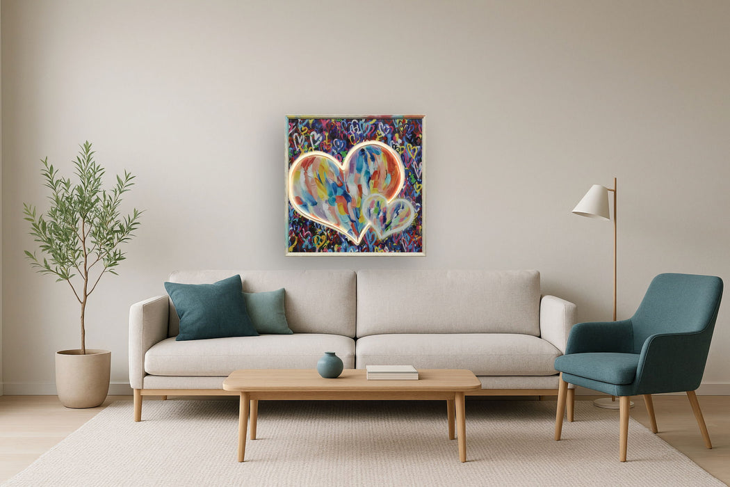 Radiant Brush Heart - 33" x 33" Framed Wall Art
