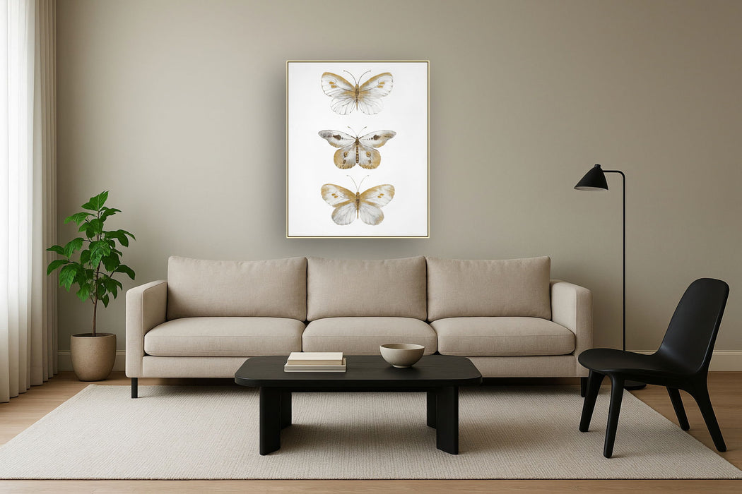 Hand Painted Textured Canvas In Frame - White