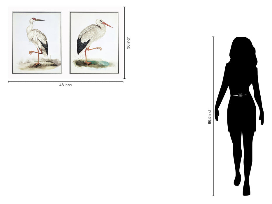 Hand Painted Textured Canvas in Frame (Set of 2) - Beige