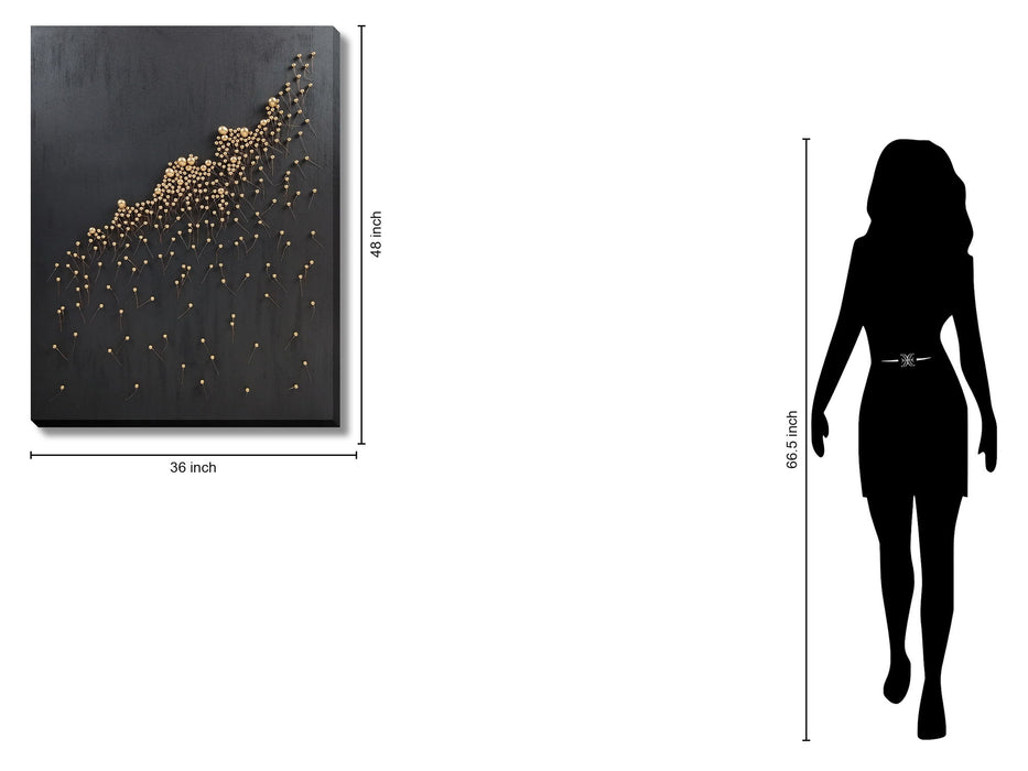 Golden Cluster Drift - 36" x 48" Framed Wall Art