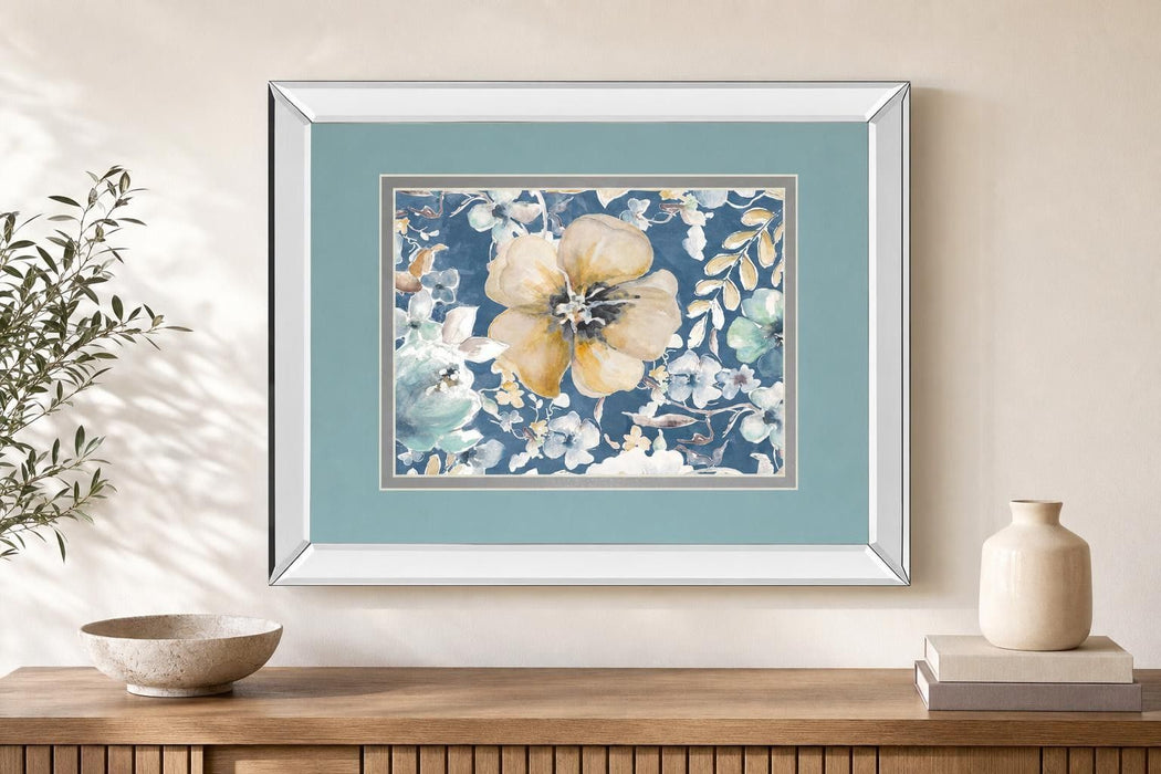 Indigo Beautiful I Mirror Framed By PatriciaPinto - Light Blue