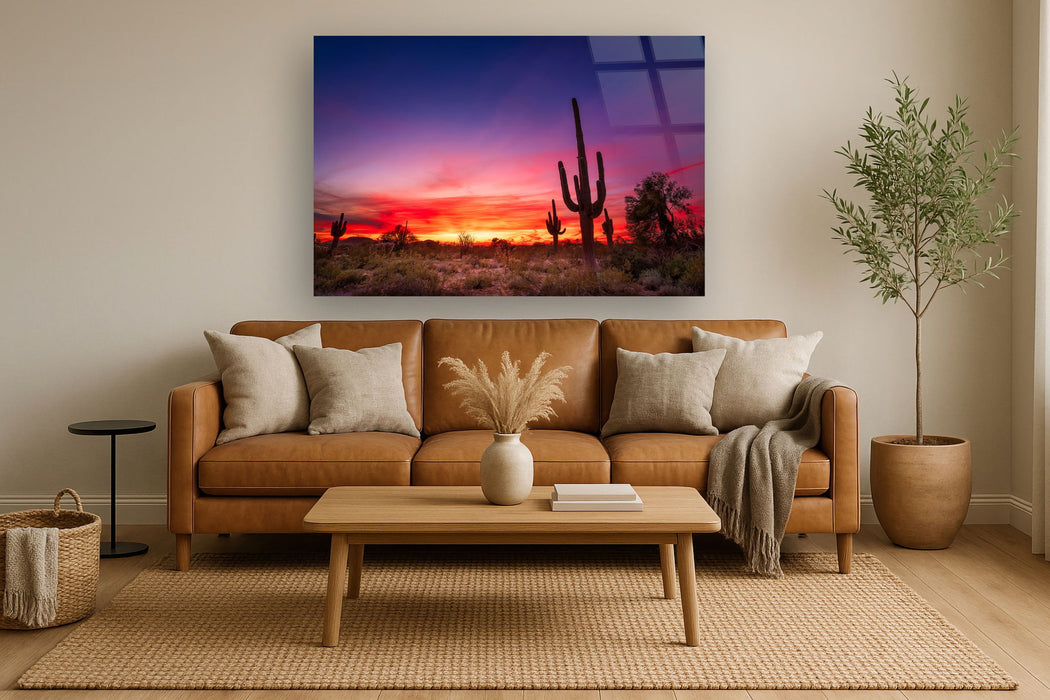 Tempered Glass With Foil - Desert Cactus - Purple