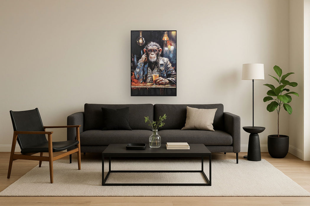 Pensive Primate Toast - 28" x 40" Framed Wall Art