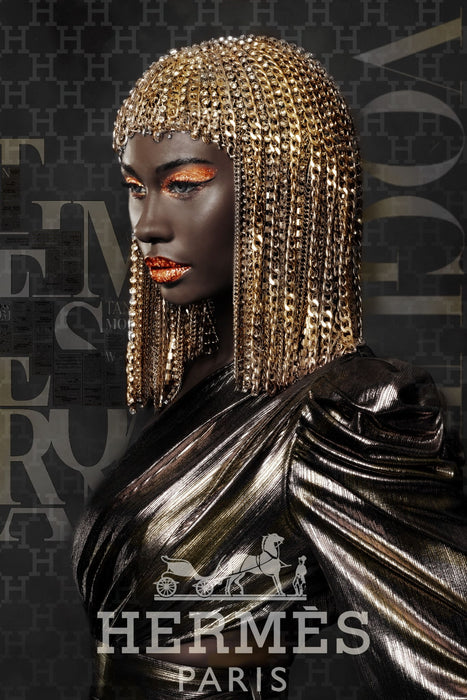 Radiant Gold Muse - 32" x 48" Framed Wall Art