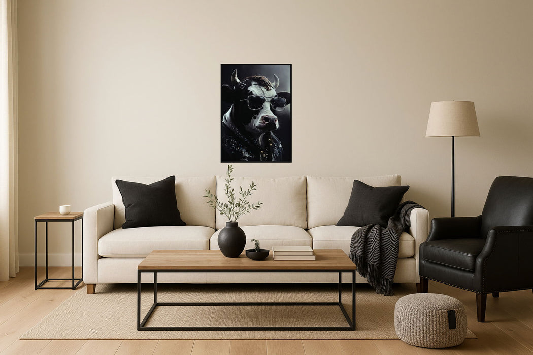 Studded Attitude Bovine - 21" x 29" Framed Wall Art