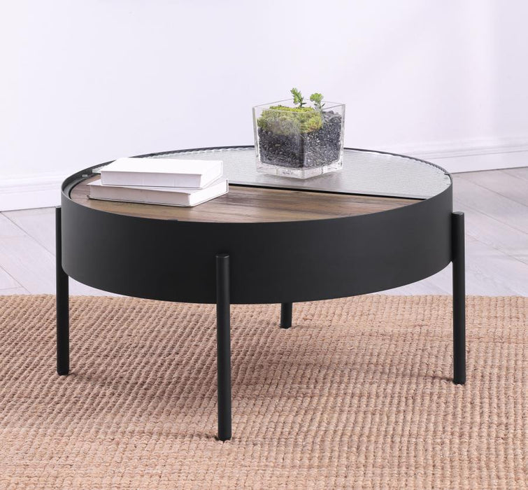 Ozella - Round Table With Hidden Storage Sandy