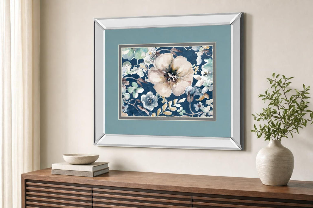 Indigo Beautiful II Mirror Framed By PatriciaPinto - Light Blue