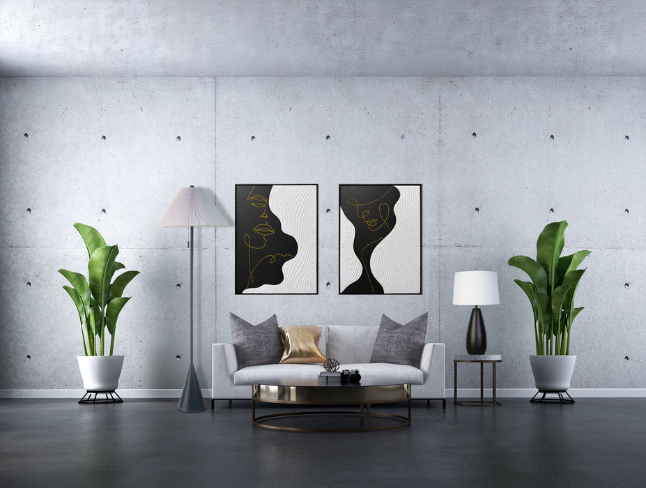 Contour Muse I Hand-Painted Canvas In Frame - Black / White