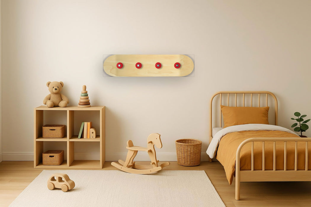 Crimson Wheels Board - 8" x 31" Framed Wall Art