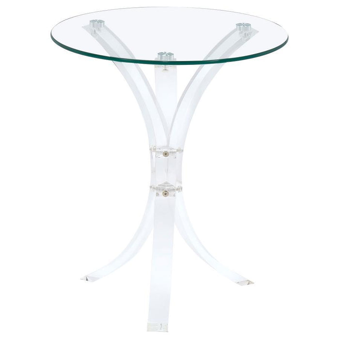 Laning - Round Glass Top Acrylic Side Table - Clear