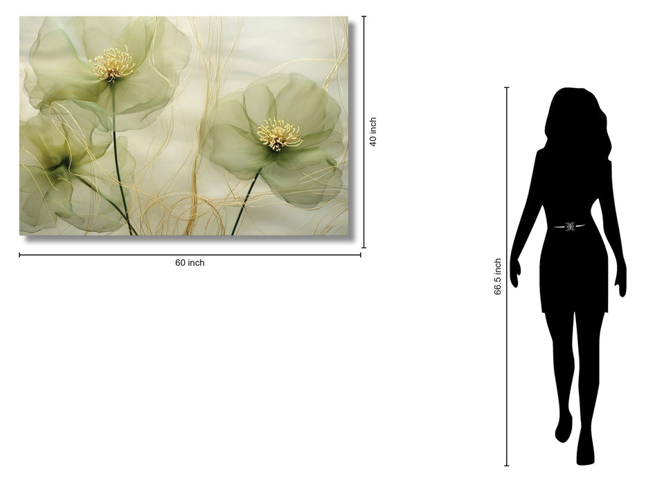 Temp Glass With Foil - Green Whispy Floral - Green