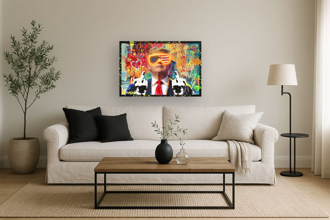 Neon Rebel Graffiti - 25" x 37" Framed Wall Art