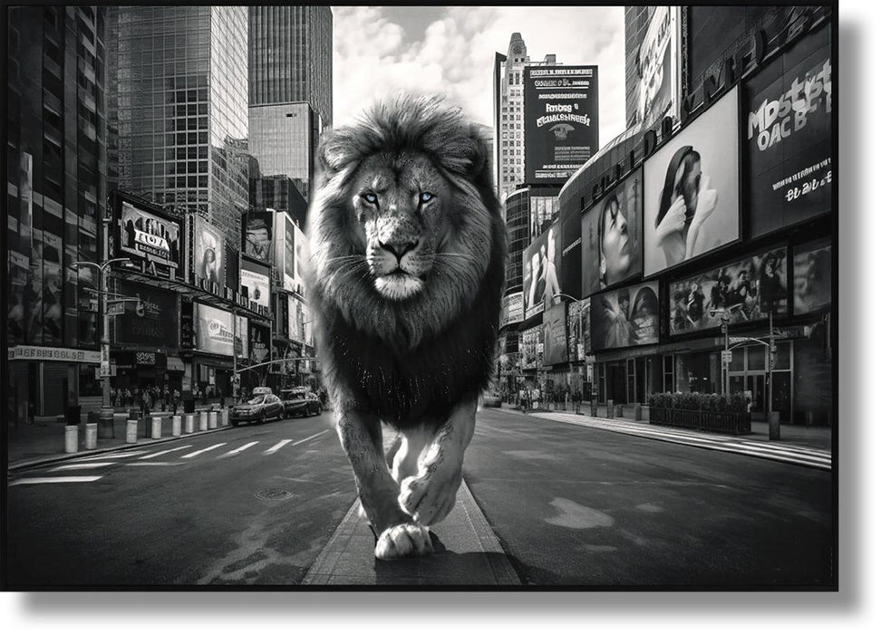 Glossy Painted Framed Canvas - King Of The City - Dark Gray