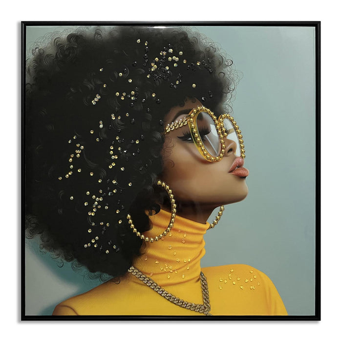 Golden Gaze Icon - 25" x 25" Framed Wall Art