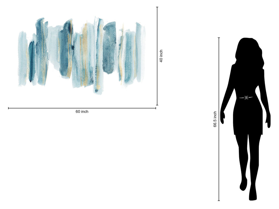 Temp Glass With Foil - Abstract Blue / White / Gold 2 - Blue