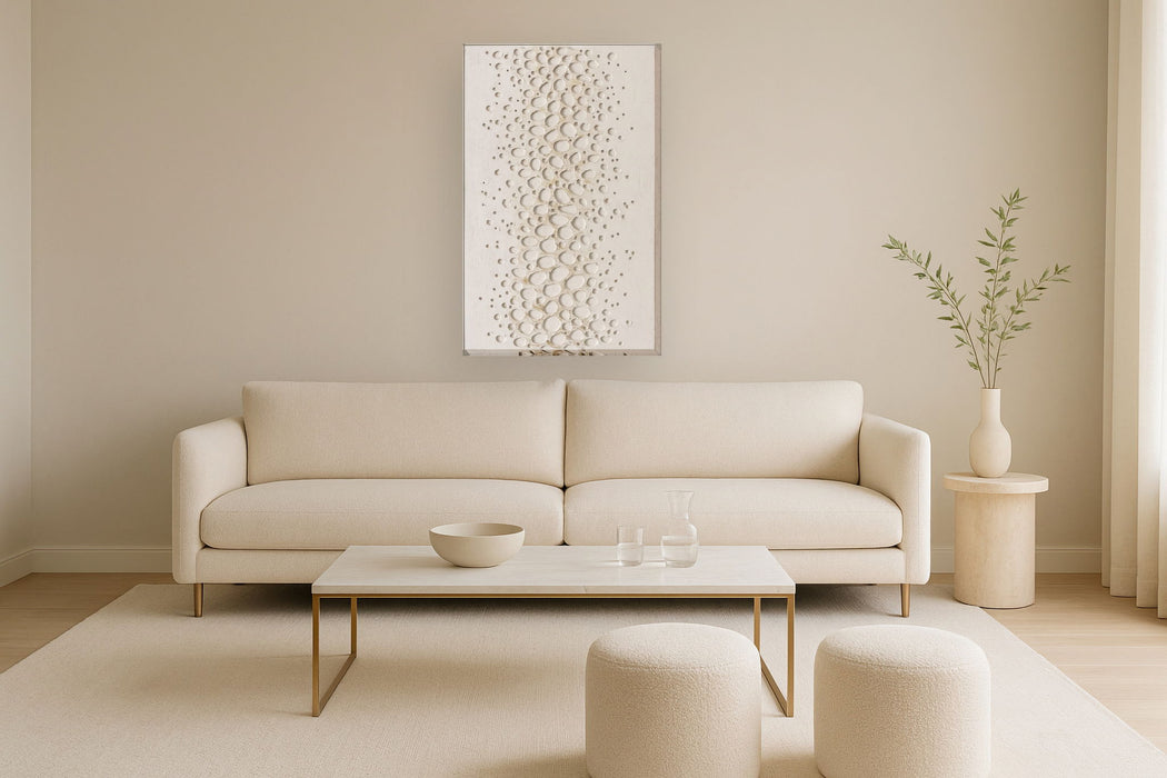 Pebbled Cream Drift - 32" x 47" Framed Wall Art