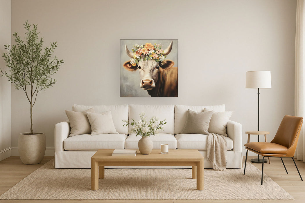 Floral Grace Bovidae - 32" x 32" Framed Wall Art