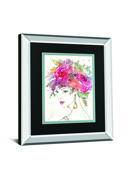 Floral Figures II By Anne Tavoletti Mirrored Frame - Pink