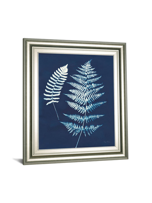 Nature By The Lake Ferns V By Piper Rhue - Framed Print Wall Art - Blue