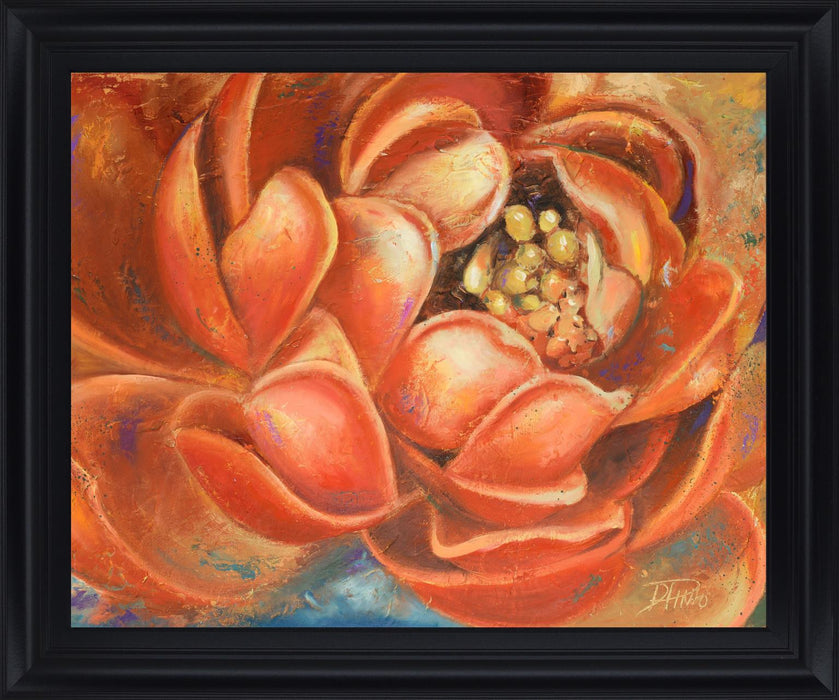 Amber Petal Radiance - 28" x 34" Framed Wall Art