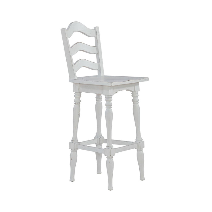 Magnolia Manor - Ladderback Swivel Bar Stool - Antique White
