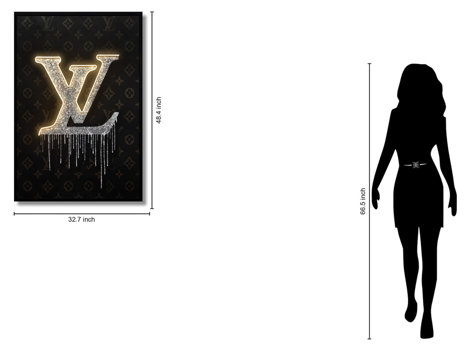 Gilded Drip Monogram - 33" x 48" Framed Wall Art