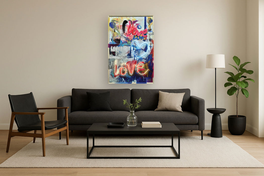 Radiant Heart Graffiti - 33" x 48" Framed Wall Art