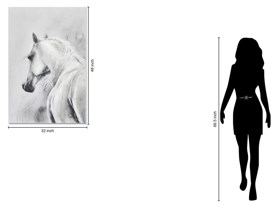 32x47 Hand Painted Textured Canvas - Pearl Silver