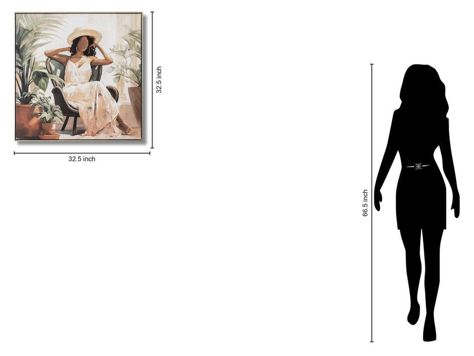 Sunlit Oasis Muse - 33" x 33" Framed Wall Art