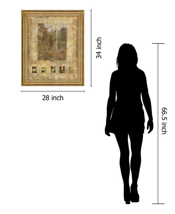 Golden Garden Relics - 28" x 34" Framed Wall Art