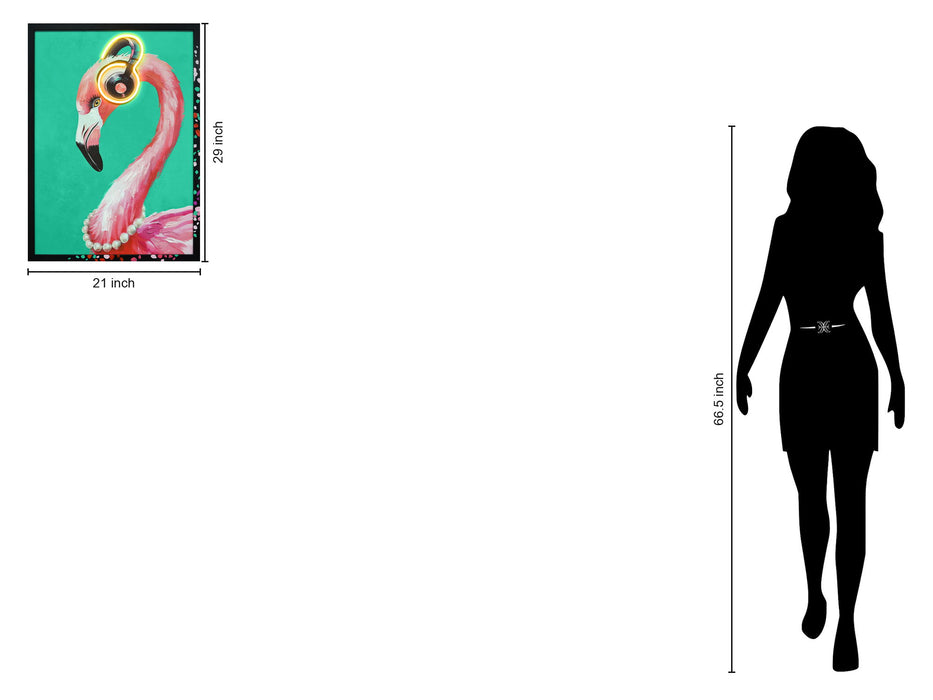 Groovy Flamingo Glow - 21" x 29" Framed Wall Art
