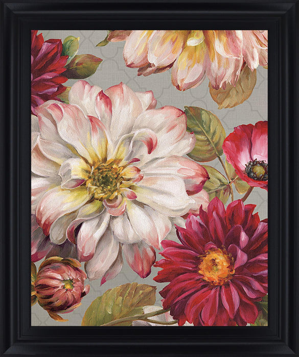 Crimson Dahlia Medley - 28" x 34" Framed Wall Art