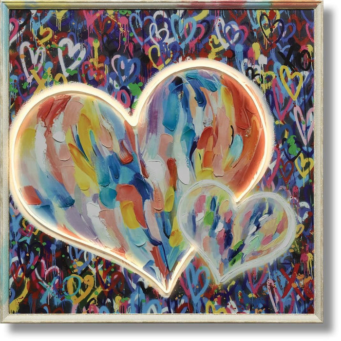 Radiant Brush Heart - 33" x 33" Framed Wall Art