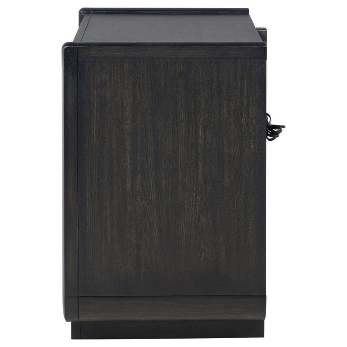 Leandro - 2-Drawer LED Nightstand With USB - Burnished Black